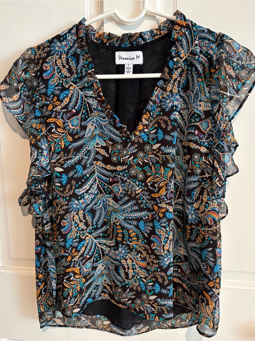 Veronica M Ruffle Sleeve Floral Paisley Blouse